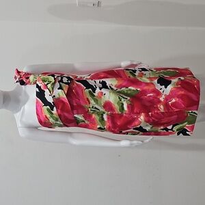 London Times Floral pink Green Black Bodycon Dress SZ 6